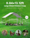 Vevor Walk-In Metal Chicken Coop 9.8' x 13.1' x 6.5' with Galvanized Steel Frame and Spire Roof New