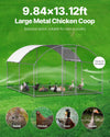 Vevor Walk-In Metal Chicken Coop 9.8' x 13.1' x 6.5' with Galvanized Steel Frame and Dome Roof New