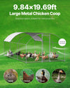 Vevor Walk-In Metal Chicken Coop 9.8' x 19.6' x 6.5' with Galvanized Steel Frame and Dome Roof New