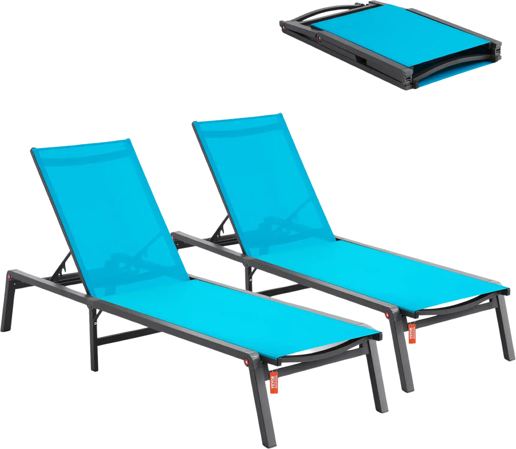 Vevor Lounge Chair 2-Piece Outdoor Patio Chaise Set 5-Position Adjustable Foldable Design New