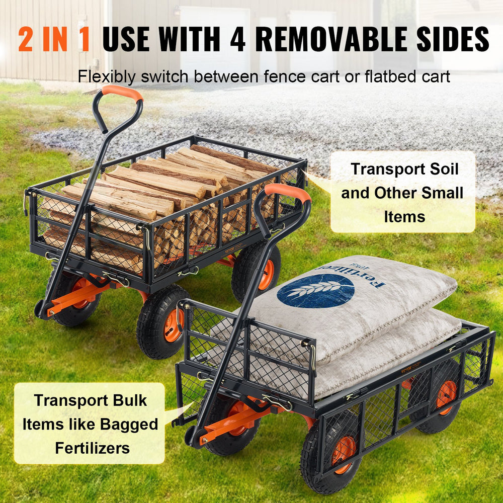 Vevor Dump Cart 880 lbs. Capacity 3.2 cu. ft. Steel Garden Utility 10" Tires New