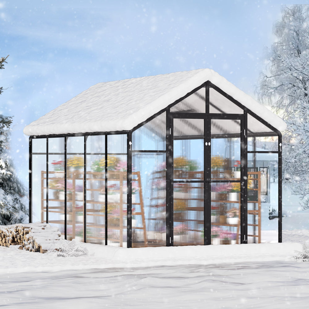 Vevor Polycarbonate Walk-In Greenhouse 8' x 10' with Aluminum Frame and Roof Vents New