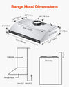 Vevor Under Cabinet Range Hood 36" 900 CFM Stainless Steel Touch and Gesture Control New