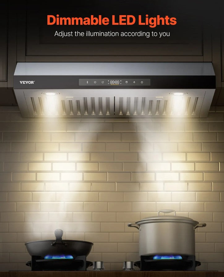 Vevor Under Cabinet Range Hood 36" 900 CFM Stainless Steel Touch and Gesture Control New