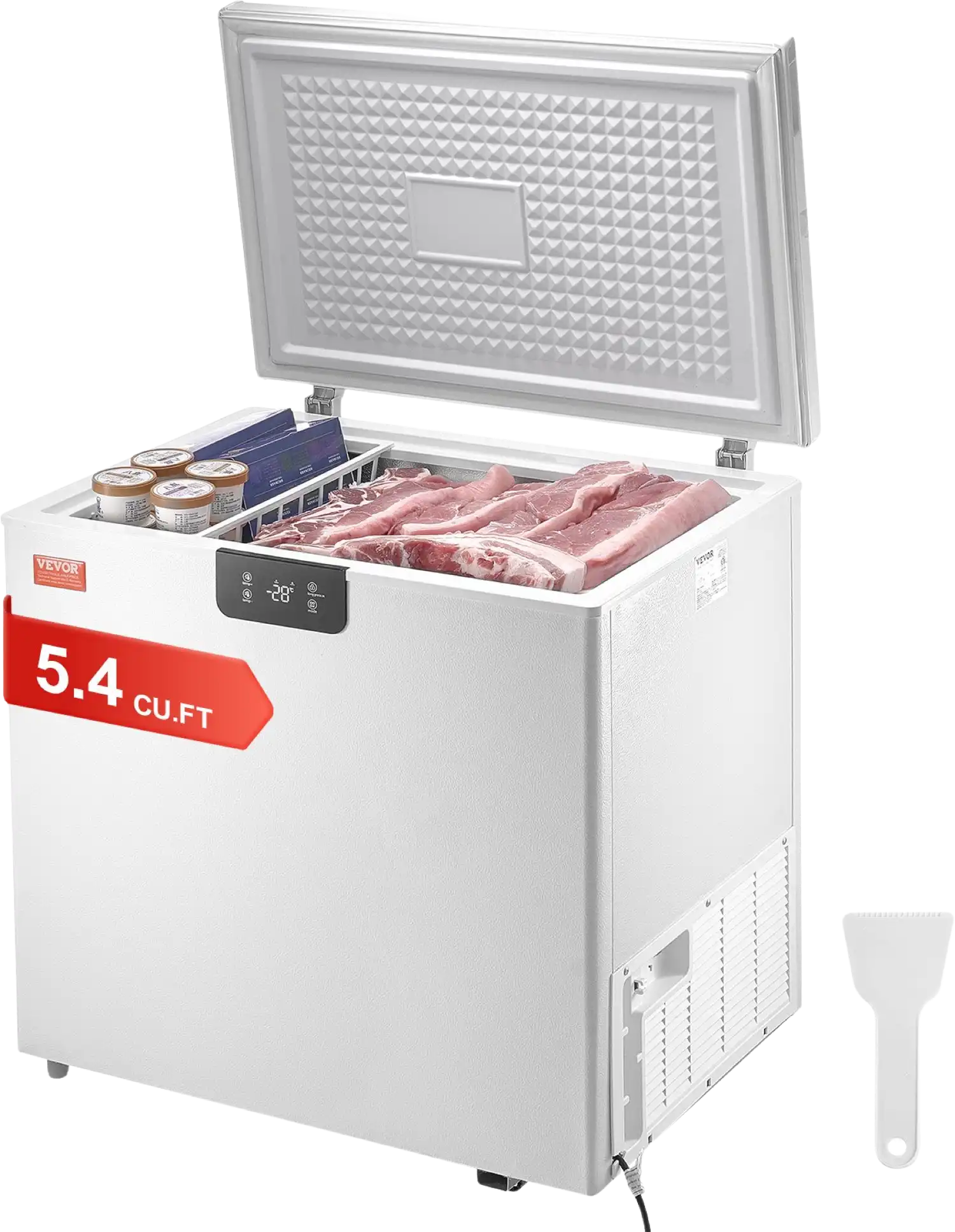 Vevor Chest Freezer 5.4 Cu. Ft. 153 L Deep Freezer with Adjustable Thermostat New