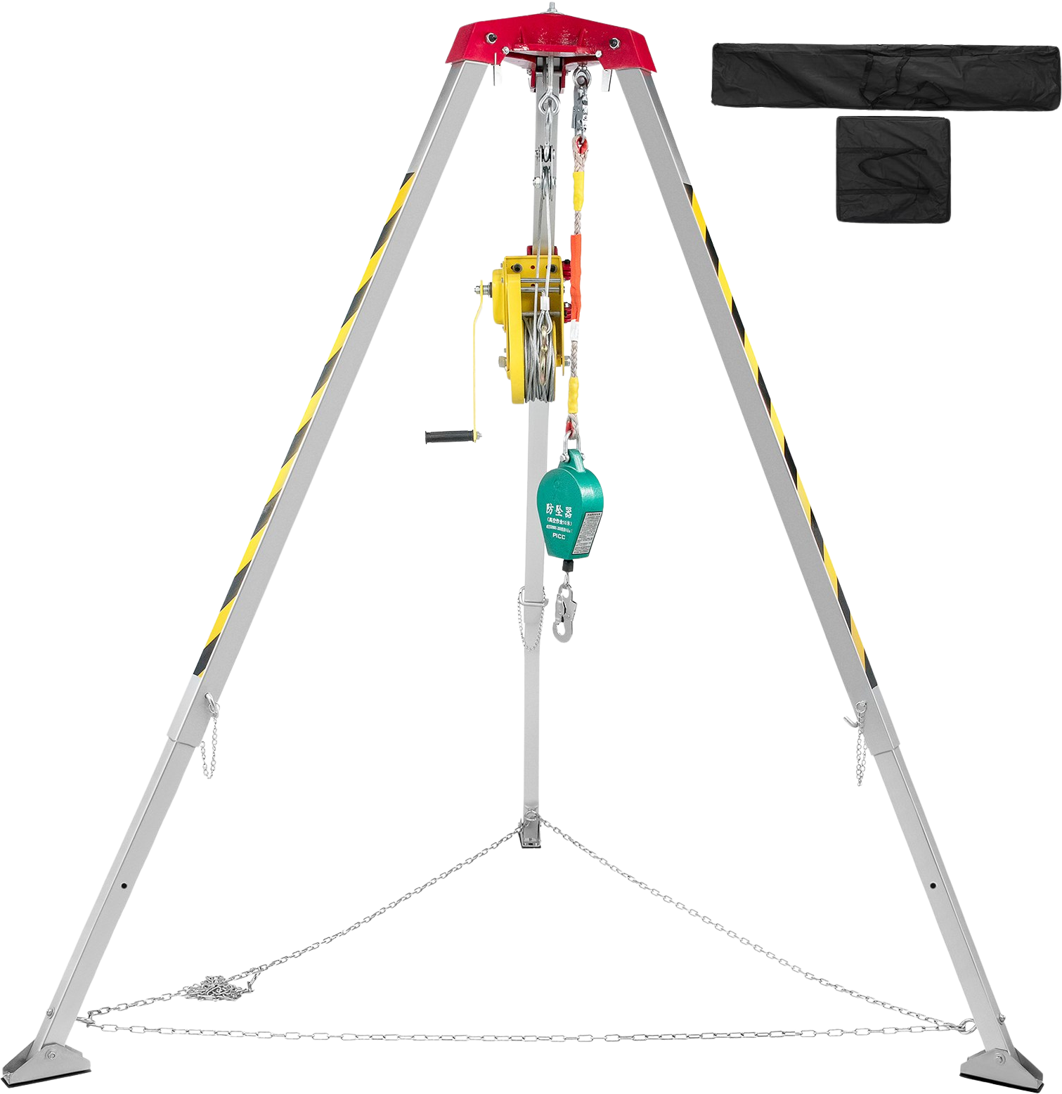 Vevor Confined Space Tripod Kit 2600 Lbs Winch Manual Handle 8' Adjustable Legs 98' Cable 32.8' Fall Protection New