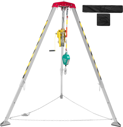 Vevor Confined Space Tripod Kit 2600 Lbs Winch Manual Handle 8' Adjustable Legs 98' Cable 32.8' Fall Protection New