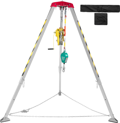 Vevor Confined Space Tripod Kit 1200 Lbs Winch Manual Handle 8' Adjustable Legs 98' Cable 32.8' Fall Protection New