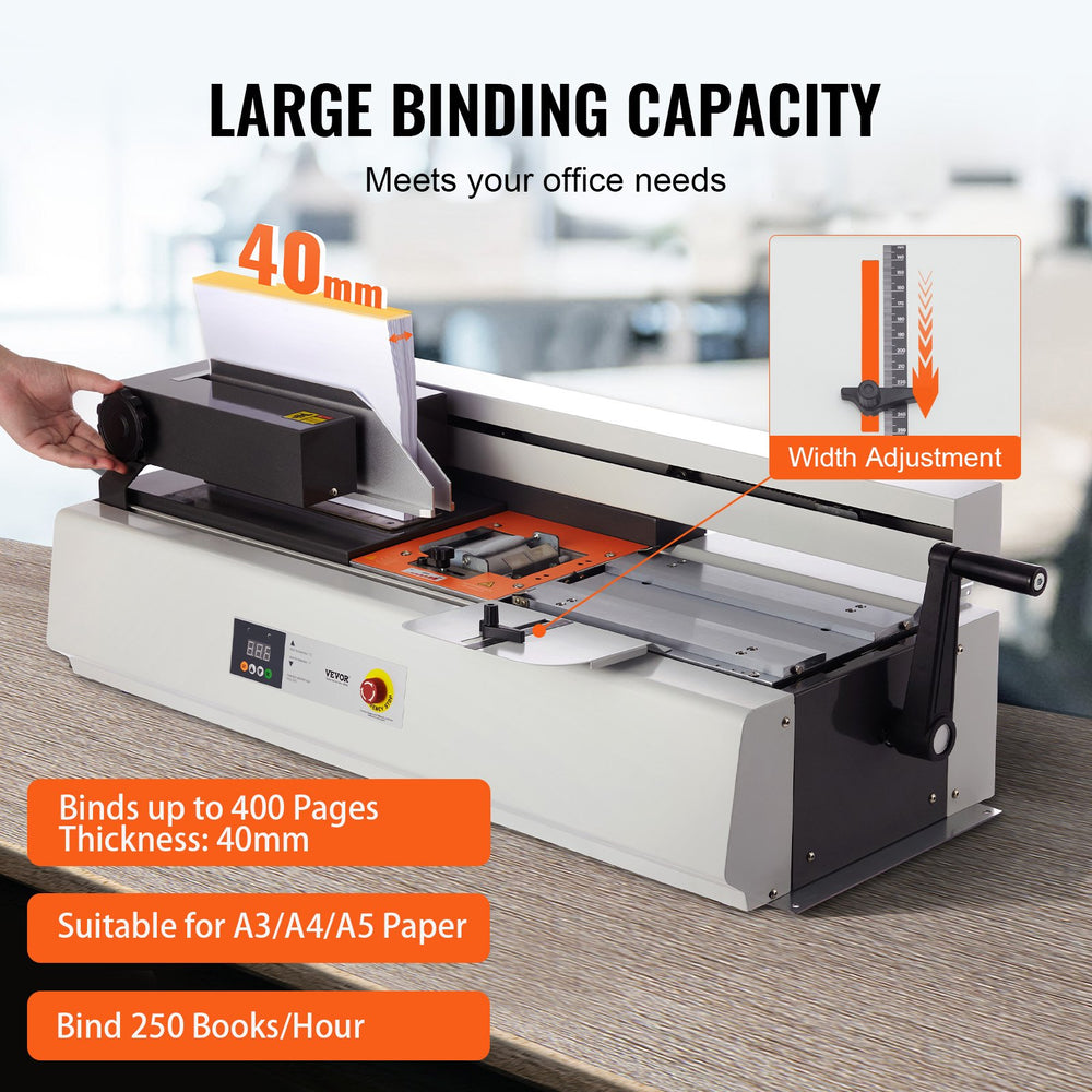 Vevor Thermal Binding Machine 400 Sheets Capacity 1.57" Thickness A3 Short Edge/A4/A5 New