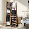 360° Swivel Jewelry Armoire Standing Jewelry Organizer with Full Length Mirror and Back Shelves-Rustic Brown - Gallery View 1 of 10