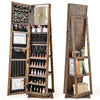 360° swivel jewelry armoire in rustic brown with full-length mirror, ample storage for jewelry and cosmetics, ideal for.