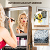 360° swivel jewelry armoire in rustic brown with HD full length mirror and explosion-resistant interior mirror for.