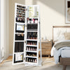 360° Swivel Jewelry Armoire Standing Jewelry Organizer with Full Length Mirror and Back Shelves-White - Gallery View 1 of 10