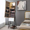 Lockable Freestanding Jewelry Organizer with Full-Length Frameless Mirror-Rustic Brown - Gallery View 1 of 14