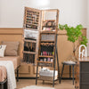 Freestanding Jewelry Cabinet with Full-Length Mirror-Rustic Brown - Gallery View 1 of 10