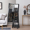 Freestanding Full Length LED Mirrored Jewelry Armoire with 6 Drawers-Black - Gallery View 1 of 12