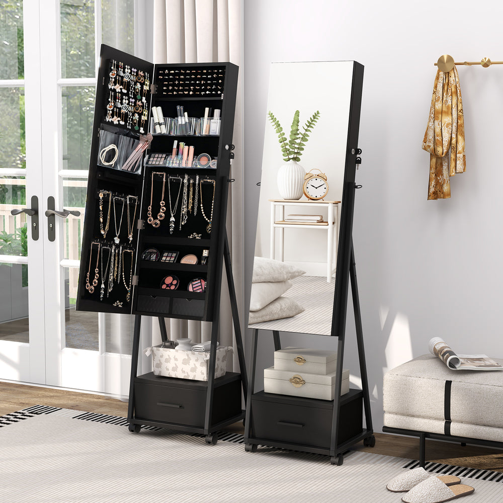 Jewelry Cabinet with Full-Length Mirror-Black - Gallery View 1 of 10