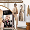Jewelry mirror cabinet with full-length mirror, dark brown finish, and ample storage for jewelry, ideal for daily use.