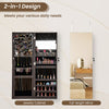 Jewelry cabinet with full-length mirror in dark brown, featuring ample storage and adjustable hangers for versatile use.