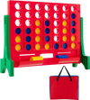 Jumbo 4-to-Score Connect Game Set in red and green with carrying bag, perfect for indoor and outdoor family fun.