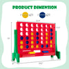 Jumbo 4-to-Score Connect Game Set dimensions with red and yellow coins, ideal for indoor and outdoor family fun.