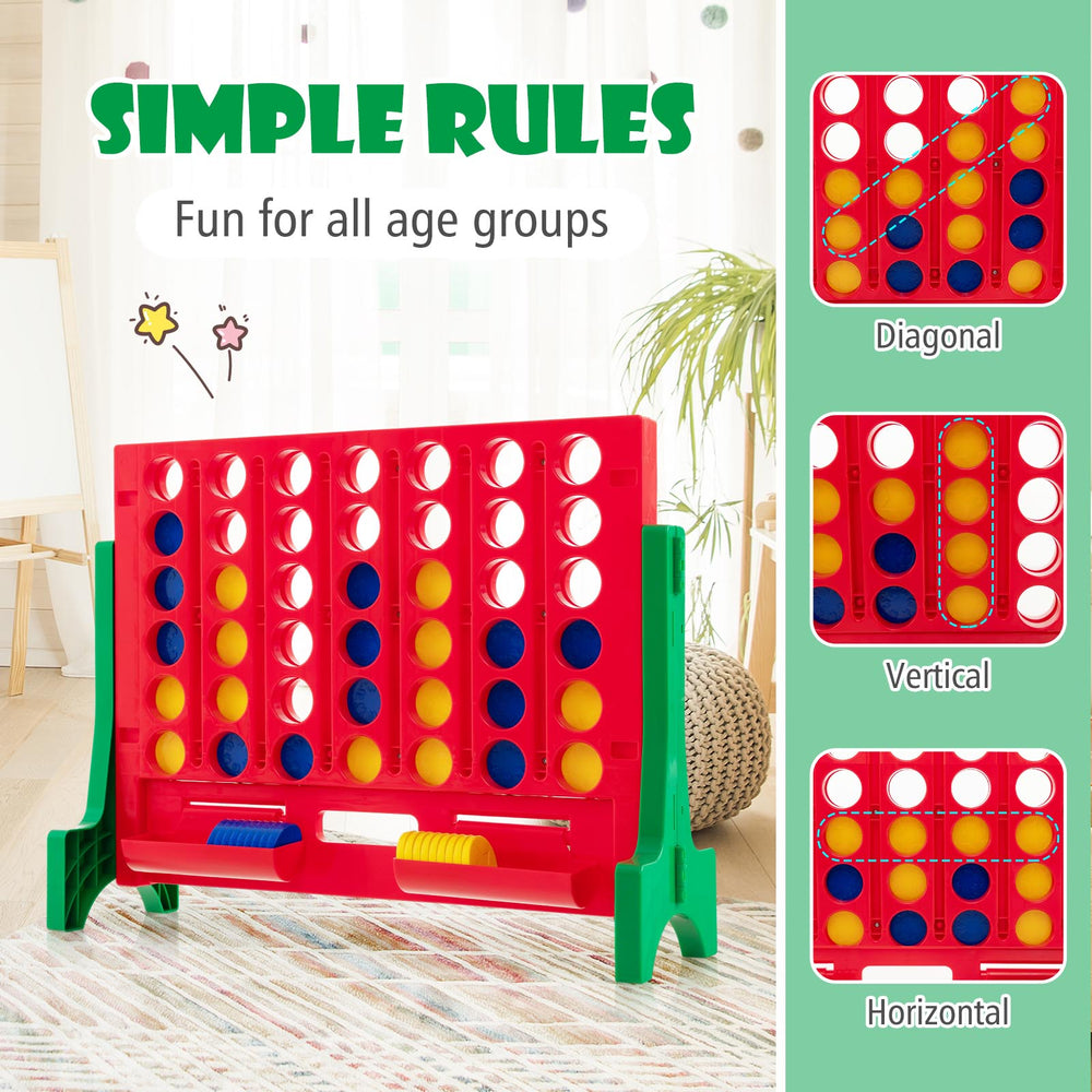 Jumbo 4-to-Score Connect Game Set in green, featuring a large design for indoor and outdoor fun with 42 coins included.