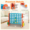 Jumbo 4-to-Score game in blue and orange with cup holders, adjustable height, and integrated sports activities for kids.