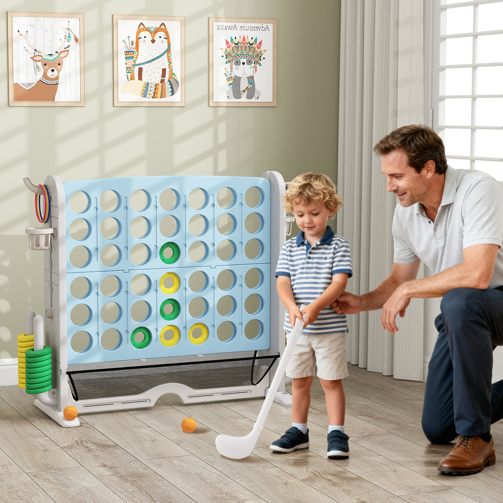 Jumbo 4-to-Score Game with Ring-toss and Basketball Hoop-Light Blue - Gallery View 1 of 10