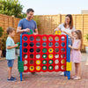 Jumbo 4-to-Score game set in blue, featuring family play outdoors, enhancing critical thinking and observation skills.