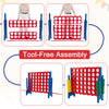 Jumbo 4-to-Score game set in blue, 3.5FT tall and 4FT wide, designed for easy tool-free assembly for family fun.