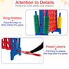 Jumbo 4-to-Score game set features ring holders and reset levers, perfect for family fun indoors or outdoors.