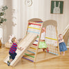 6-in-1 Jungle Gym Wooden Indoor Playground with Double-Sided Ramp and Monkey Bars-Multicolor - Gallery View 1 of 9