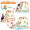 6-in-1 wooden jungle gym with adjustable height, double-sided ramp, and monkey bars for indoor fun and safety.