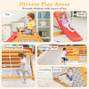 5-in-1 wooden indoor playground featuring a slide, climbing wall, and rope for safe, engaging play for kids aged 3-8.