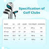 Junior complete golf club set in blue with stand bag, graphite shafts, and rain hood for kids aged 5-7 years.