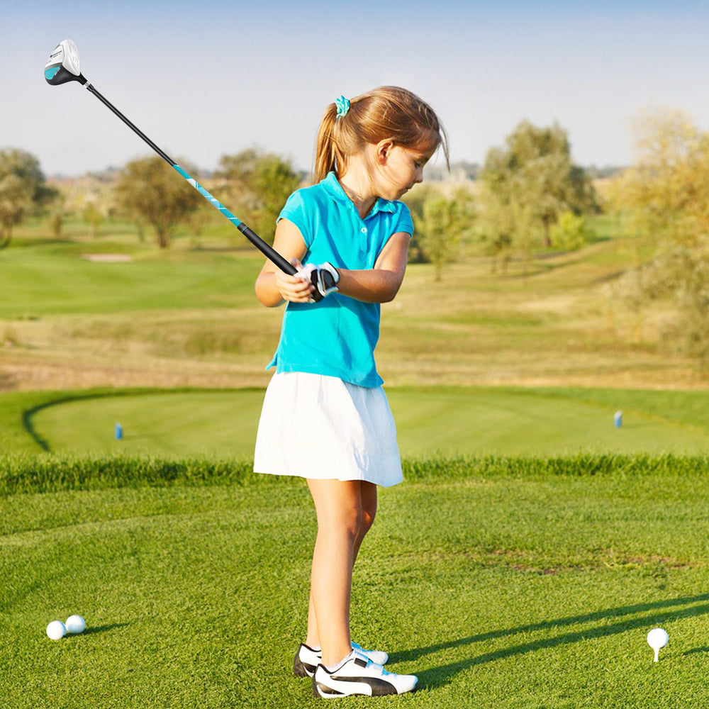 Junior Complete Golf Club Set for Kids with Rain Hood Right Hand Children Golf Age 8-10 Years Old-Blue - Gallery View 1 of 10