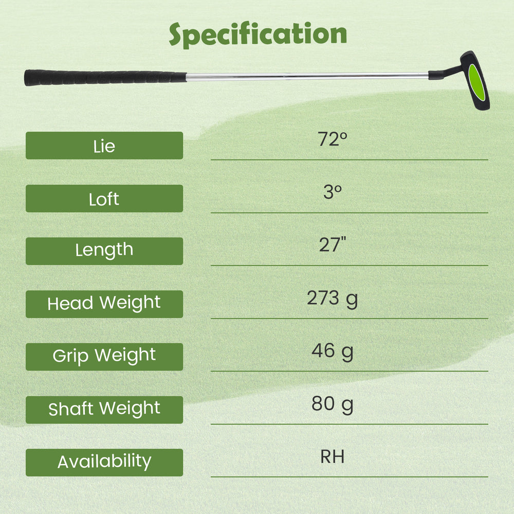 Junior mallet putter for kids aged 8-10, featuring a lightweight aluminum head and non-slip rubber grip for better.