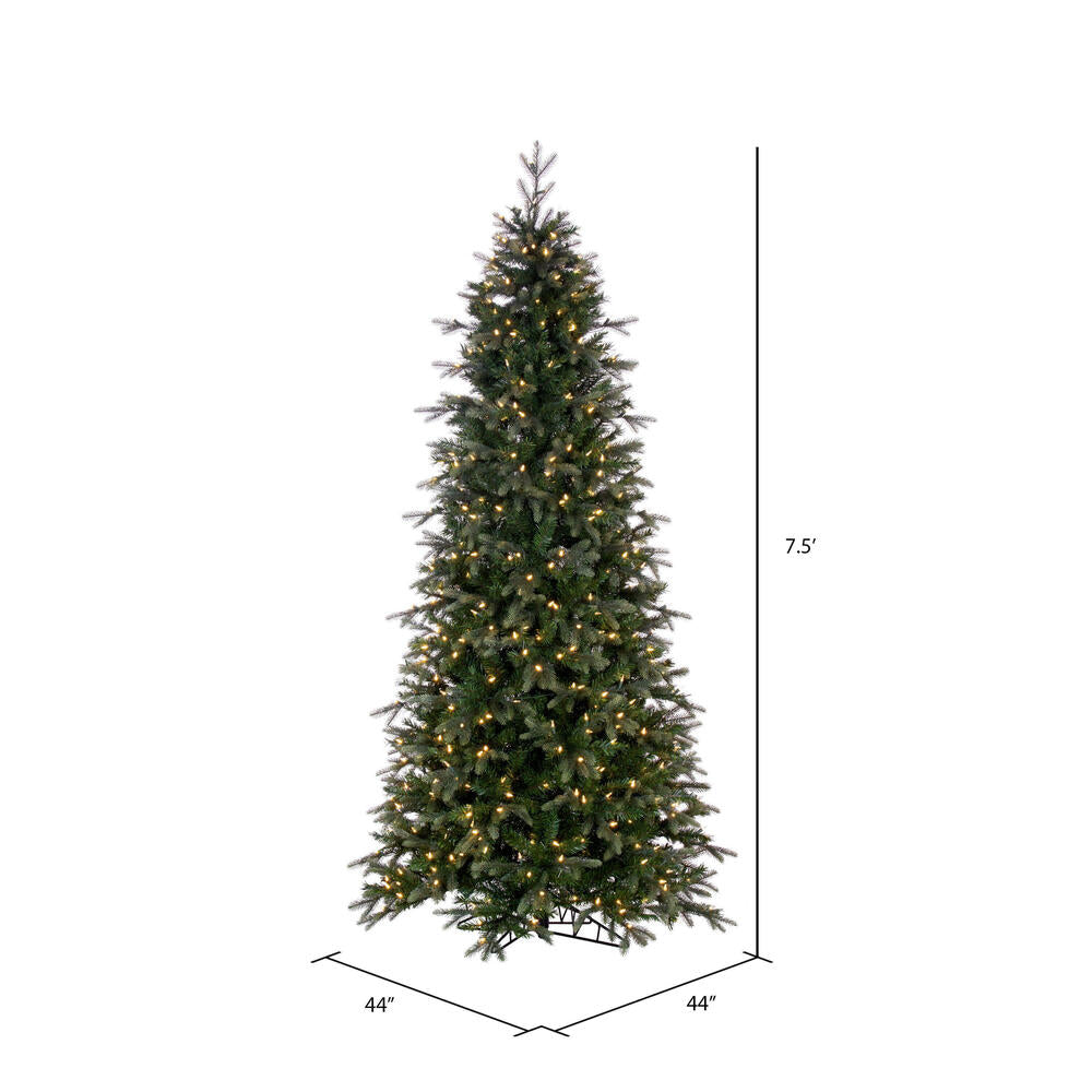 Vickerman Douglas Fir Artificial Christmas Tree Slim Pre-Lit 7.5' x 44" 500 Warm White LED New