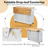 Costway Kitchen Island Cart Rolling Trolley Drop-Leaf Tabletop Storage Cabinet and 3 Drawers New