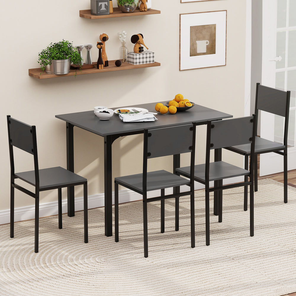 5 Piece Dining Table Set Industrial Style Kitchen Table and Chairs for 4-Grey - Gallery View 1 of 11
