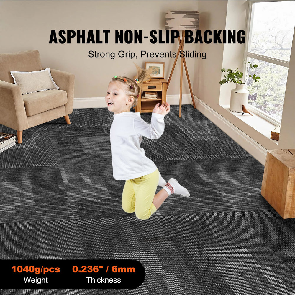 Vevor Carpet Tiles Reusable 24" Peel and Stick Squares 96 Sq. Ft. Soft Padded Gray 24 PCS New