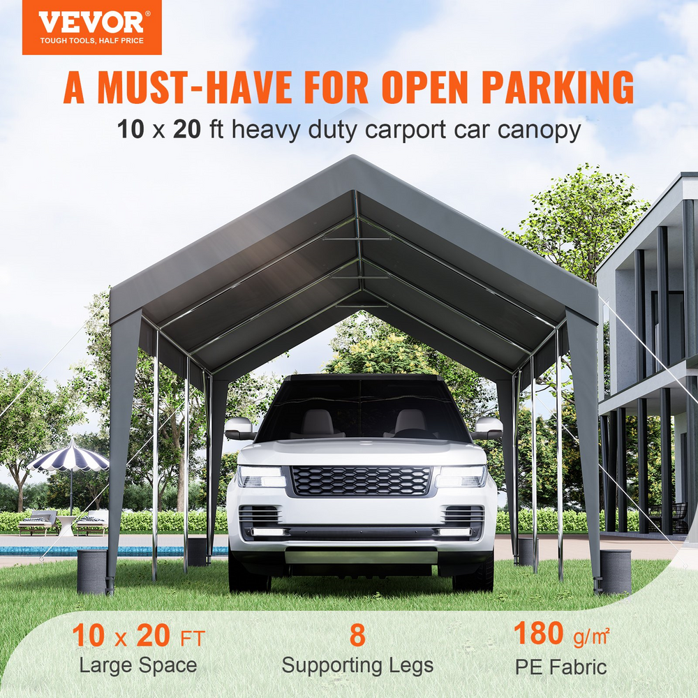 Vevor Carport 10' x 20' Heavy Duty Outdoor Garage UV Resistant Waterproof New