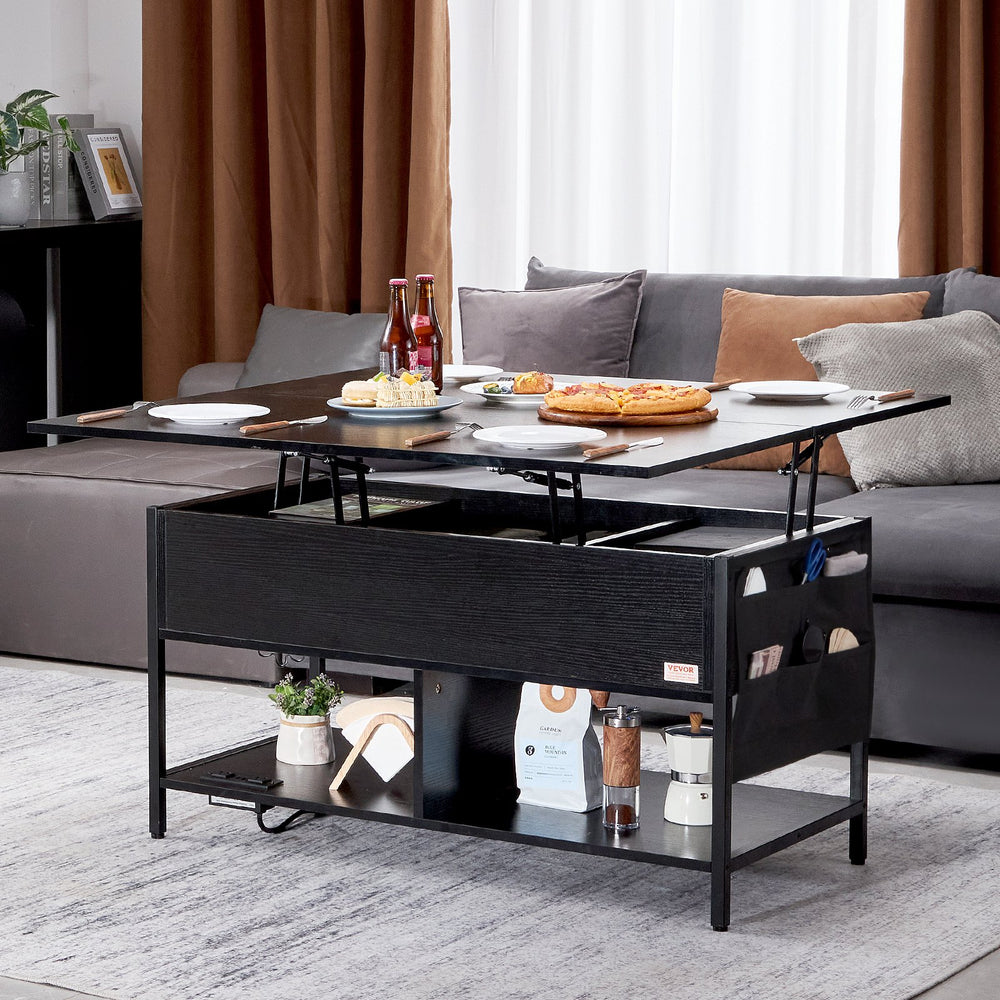 Vevor Lift Top Coffee Table 39.3" x 19.6"  Multi-Functional with Storage and Built-In Power Outlet Brown New