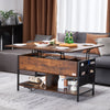 Vevor Lift Top Coffee Table 39.3" x 19.6"  Multi-Functional with Storage and Built-In Power Outlet Brown New