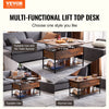 Vevor Lift Top Coffee Table 39.3" x 19.6"  Multi-Functional with Storage and Built-In Power Outlet Brown New