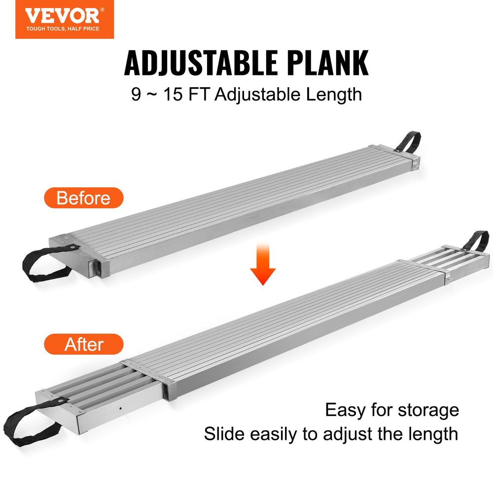 Vevor Aluminum Work Plank 9' to 15' Telescoping 12.5" Wide 500 Lbs. Capacity New