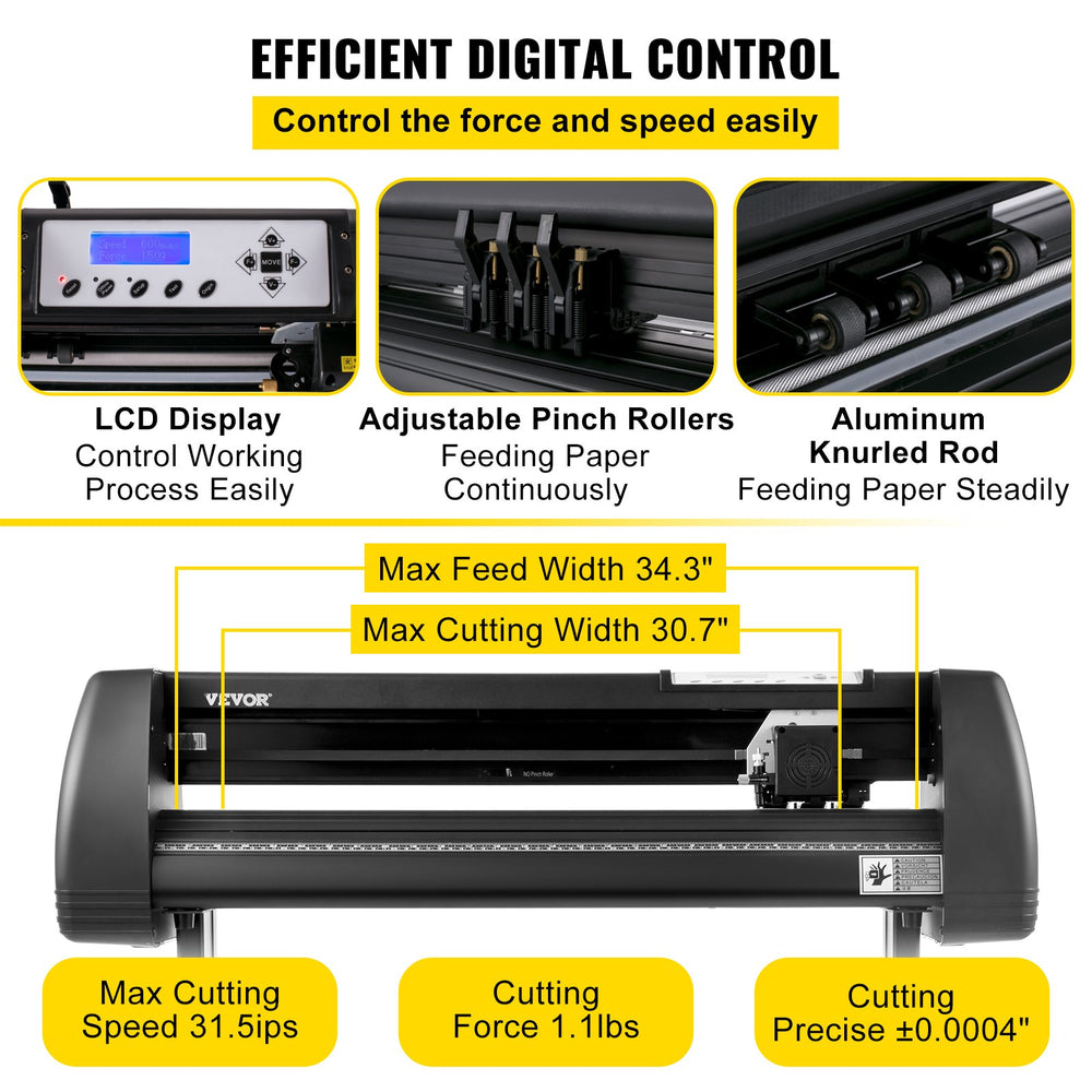 Vevor Vinyl Cutter Machine 34" LED Plotter MAC/Windows Compatible Adjustable Force & Speed New