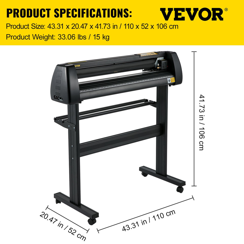 Vevor Vinyl Cutter Machine 34" Plotter LCD Display Adjustable Force and Speed 3 Blades New