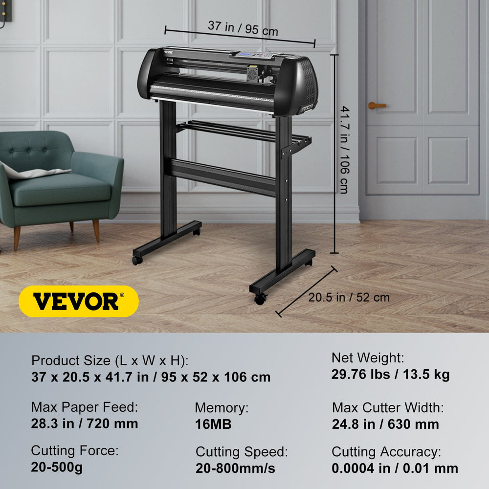 Vevor Vinyl Cutter 28" with Stand Adjustable Speed and Force Plotter SignMaster Software Bluetooth Connection New