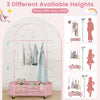 Kid clothes rack in pink with adjustable heights, sturdy iron frame, and cute bear design for versatile storage.